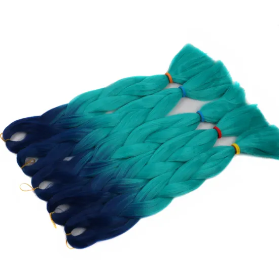5pcs Ombre Jumbo Braids Hair Colorful Crochet Braid Hair Extensions 613 Green Purple Pink 24inch 100g Synthetic Braiding Hair