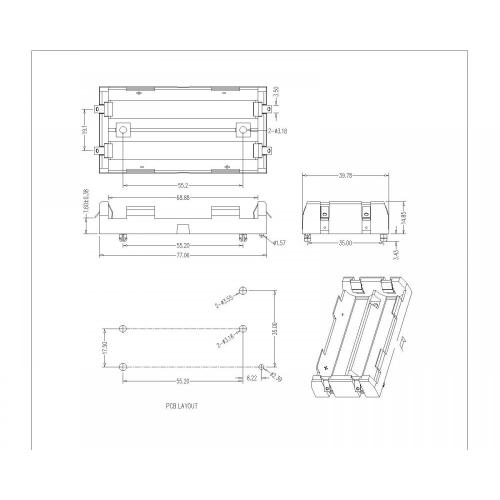 Dual Battery Holder For 18650 Solder Tail