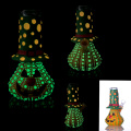 Bongue de vidro colorido de vidro de abóbora, abóbora fofa de Halloween com brilho no tubo de água de vidro borossilicato escuro com tigela de 14 mm