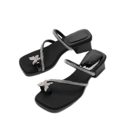 Strappy sandals with diamond embellishments