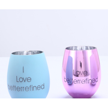 Electroplate Effect stemless wine drinking glass