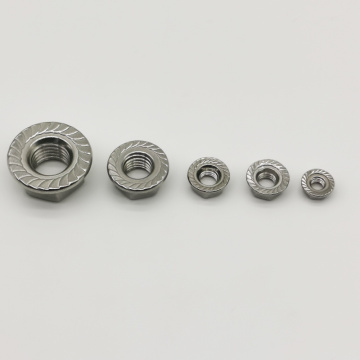 สแตนเลสสตีล Hex Serrated Nonslip Lock Flange Nuts