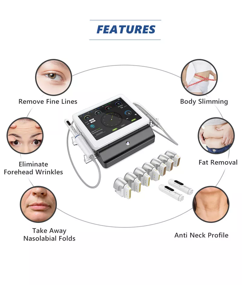 7D Hifu Machine Focused Ultrasound 4D Hfiu Facial Lifting Wrinkles Removal Skin Tightening