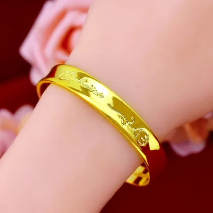 Fast Shipping Japan, South Korea & Vietnam Inspired Sargent Gold Plated Carnations Wide Version Bracelet - Popular Fashion Jewelry