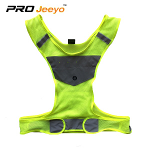 fluorescent green fabric led reflective running vest