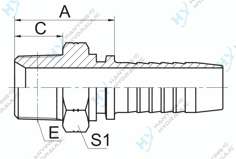 Npt Male Hydraulic Hose Fittings Drawing