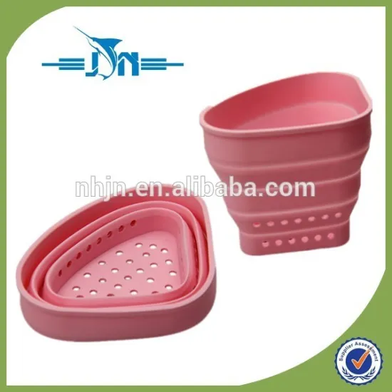 FDA foldable colander/strainer basket silicone collapsible storage basket
