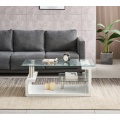 Mesa de café de vidrio con estante para sala de estar