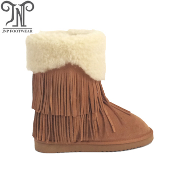 2018 women winter flat wool suede fringe boots