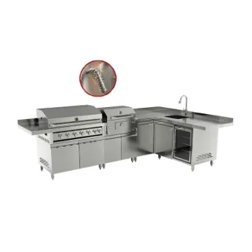New Luxury Outdoor Kitchen Island Charcoal BBQ Gas Grill L Shape Cabinet