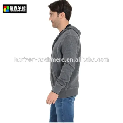 Fashion Men Grey Coat Sweater, Grey Cashmere Hoodie Coat