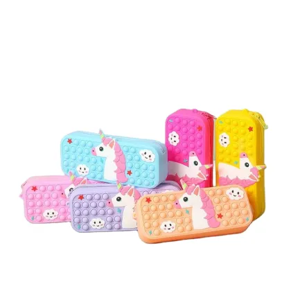 Hot Sale Cartoon Silicone Pencil Bag for Kids - Fingertip Push Bubble Decompression Design