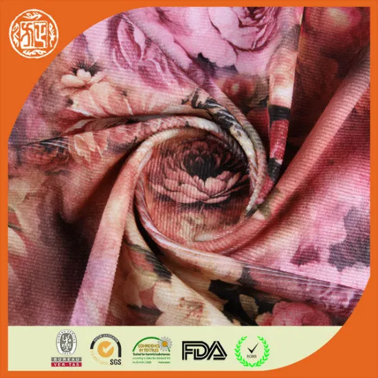 Hot polyester knitting corduroy pattern print fabric