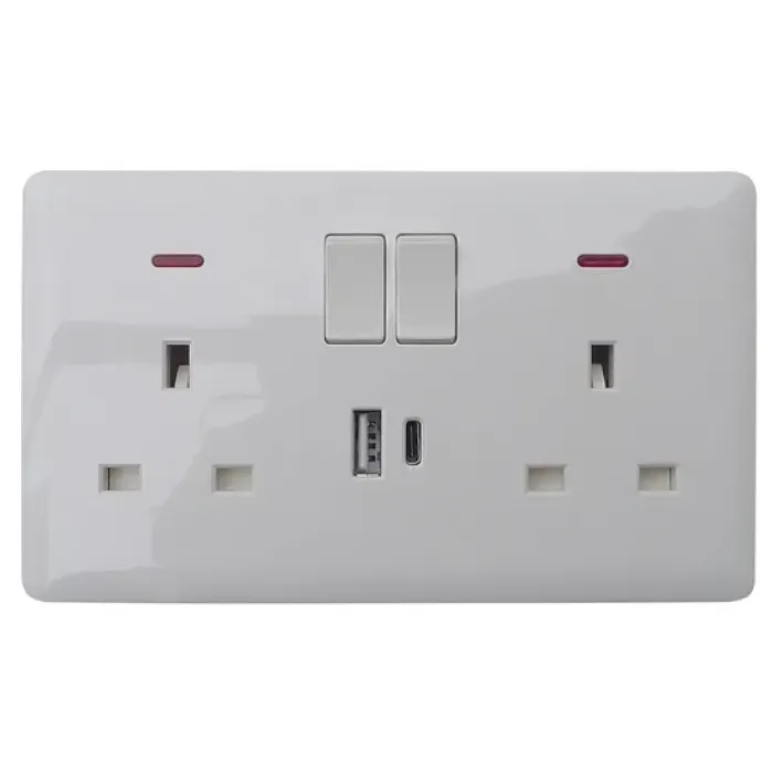 Soket Sakelar 2-Gang DP 2-Gang yang Diindikasikan Neon 13A