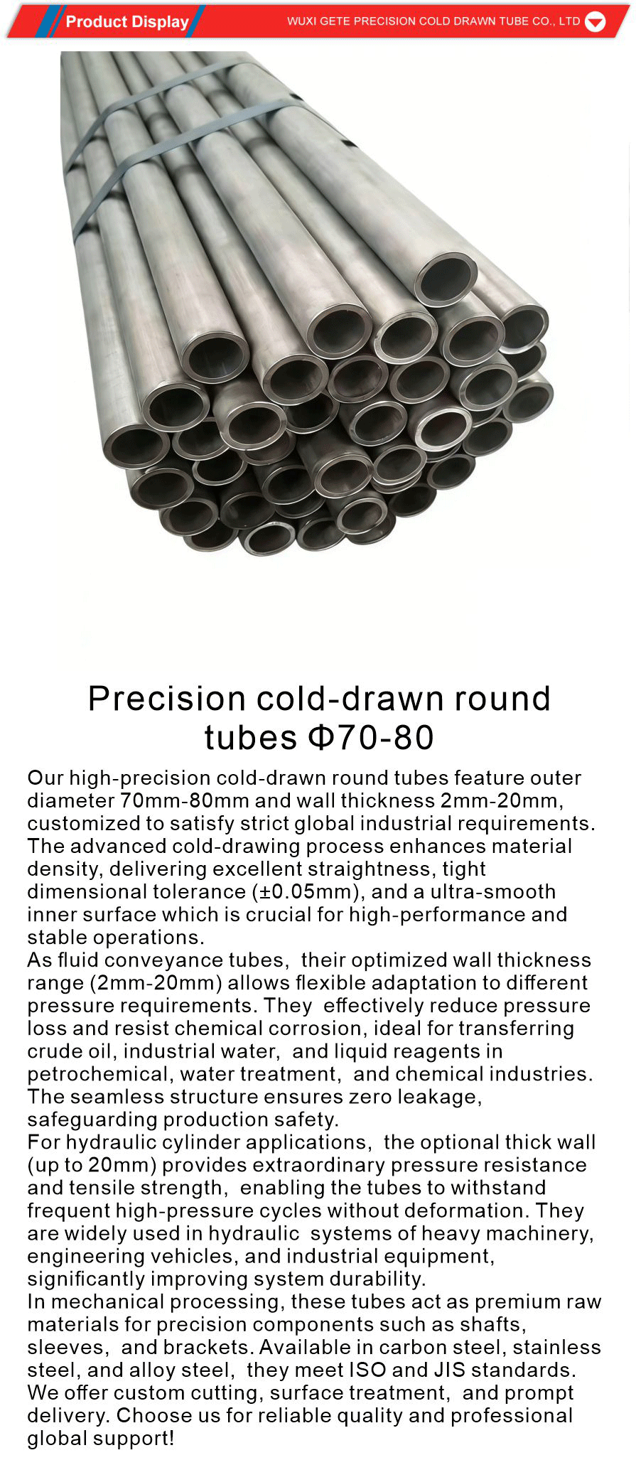 Precision Steel Pipes with Tolerance ±0.01mm