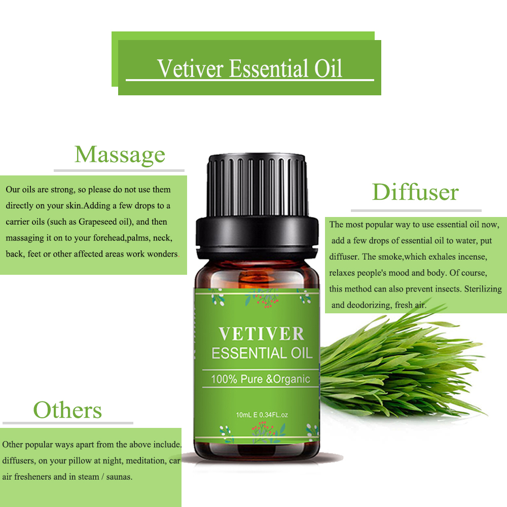 Vetiver de aromaterapia OEM Óleo essencial para a pele do difusor