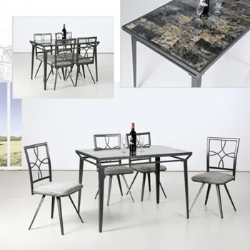 Italian Grey Colored Glass Dining Table Set for 4 Seats