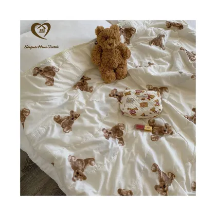 Songmai Super Soft Baby Blanket: Cartoon Bear Thin Quilt for Summer Bedding