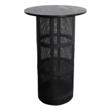 Black Timber Top and Rattan Mesh Base Round Bar Table for Wedding Events