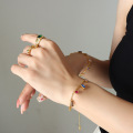 Pulsera de cristal cuadrado de acero de titanio de esmalte colorido