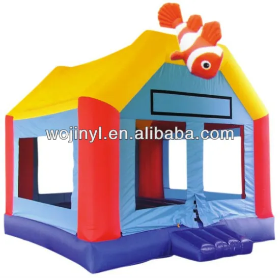 Inflatable children lovely fish bounce castle with waterproof cover
