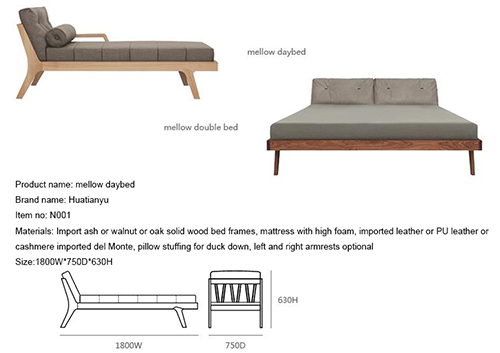 Leather Wood Living Room Daybed