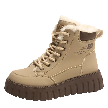 Women's Thick Cotton Martin Boots - Versatile Thick Sole Plush Winter Casual Shoes