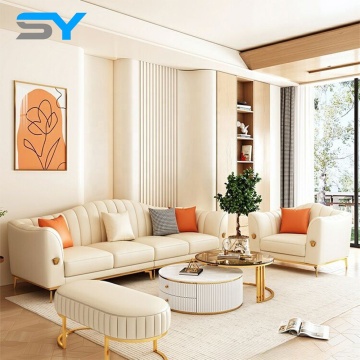 Modern Golden Frame Italian Sofa Set for Luxury Hotel Apartment Lounge