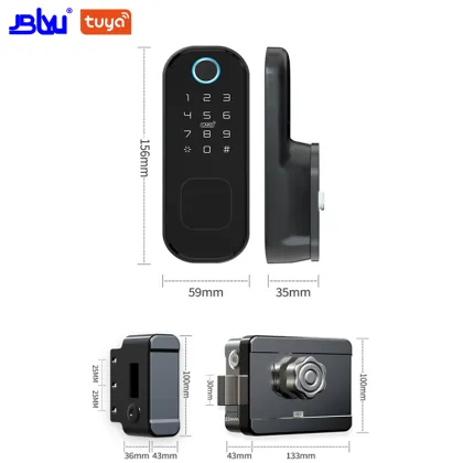 Waterproof Digital Password Gate Rim Latch Lock with WiFi Smart Home TTlock App Control Metal Door Lock