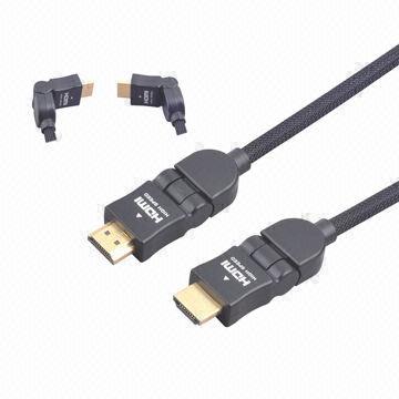 HDMI Cable, 90° Swivel Connector for Easy Installation