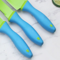 Blue handle non stick kitchen knife set