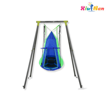 Swingset Logam dengan Khemah untuk Permainan Kanak-kanak Selamat