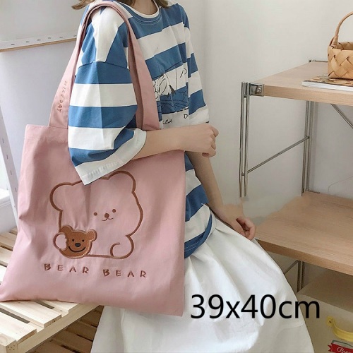 Bear Women Canvas Handbags Student Bag Embroidery Cloth