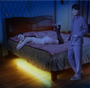 Romantic Motion Activated Under Bed Light with Dual LED Strips and Sensors