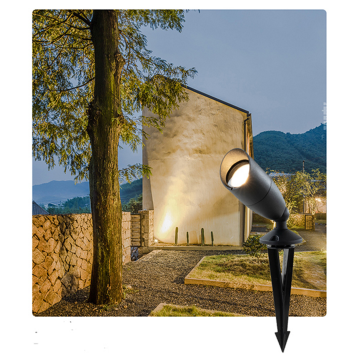 Spot LED de jardin extérieur noir sur piquet