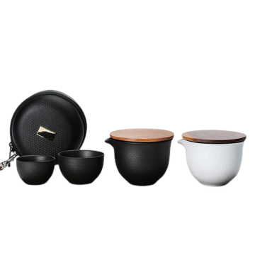 China Ceramic Teapot Set with Infuser - Black and White Porcelain Teapot and Cup Set in Stock