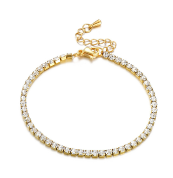 Wholesale 18K Gold Plated Stainless Steel Adjustable Bracelet with Colorful Zircon Inlay for Girls