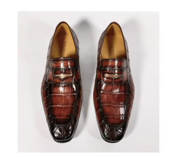 Luxury Alligator Leather Loafers for Men - Formal Crocodile Skin Dress Shoes