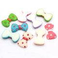 Colorful Spotted Bowknot Heart Painted Resin Cabochon For DIY Toy Craft Decoration Or Girls Bedroom Decor