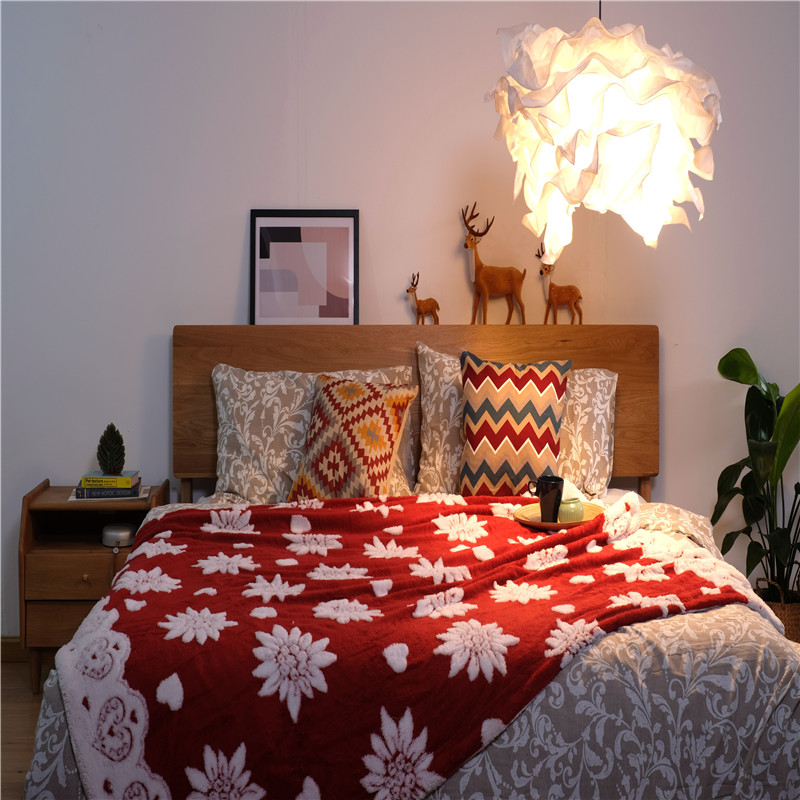 Christmas Printed Fleece Bed Blankets