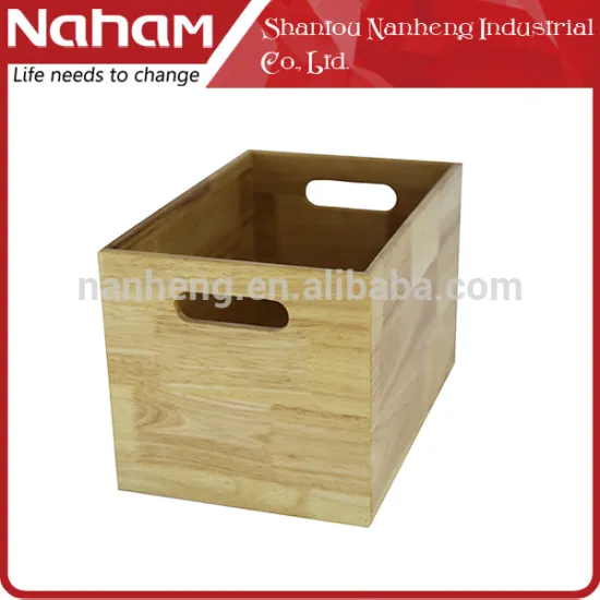 NAHAM Bathroom Natural Wood Storage Basket/Storage Box with handle