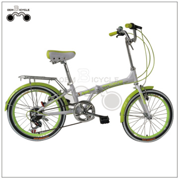 20 Inch Green Folding Bike with Rear Rack