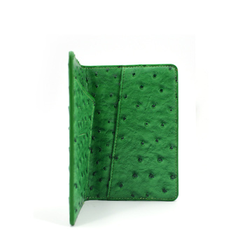 Porta passaporto in vera pelle di struzzo verde unisex personalizzato