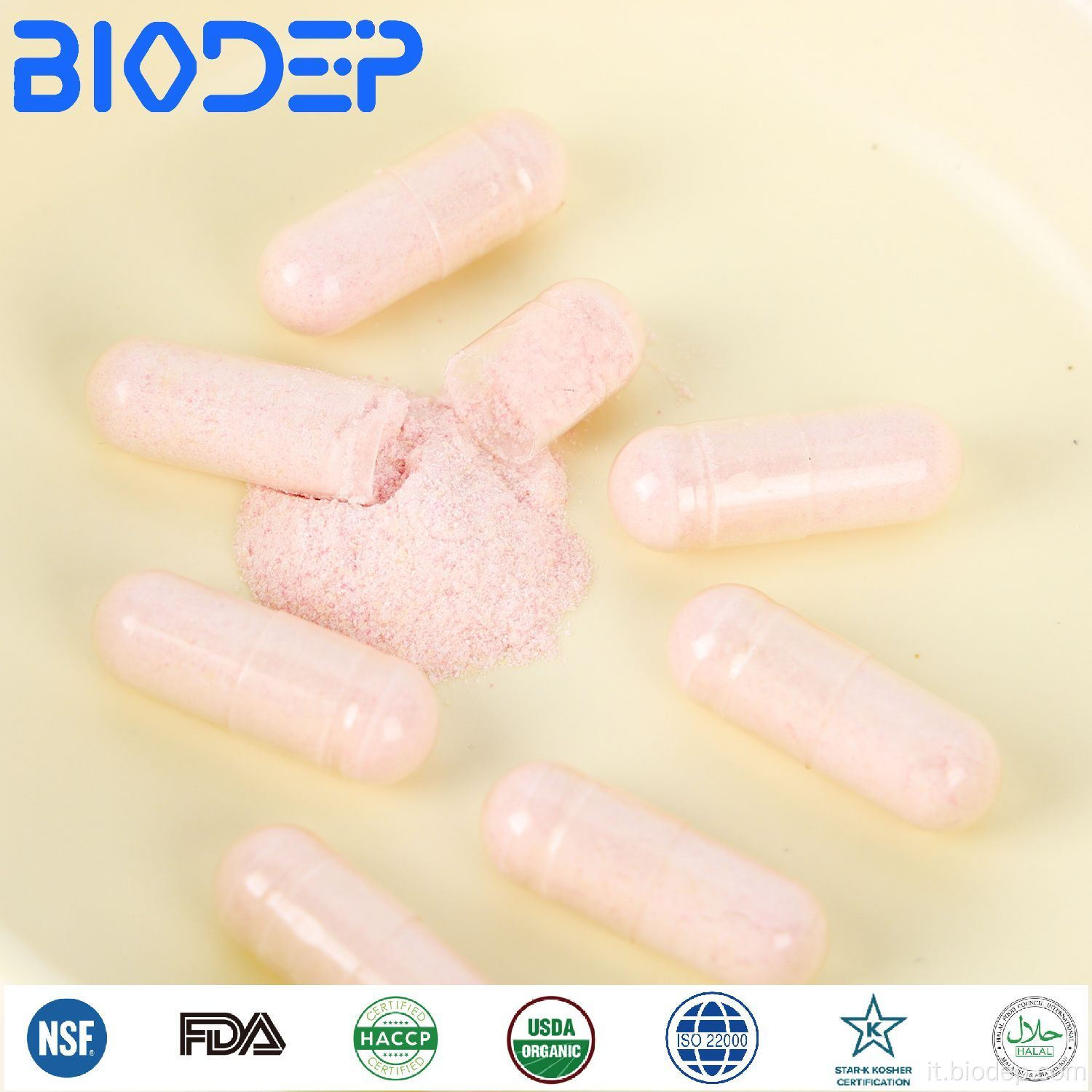 Capsule probiotiche in integratori dietetici sfusi