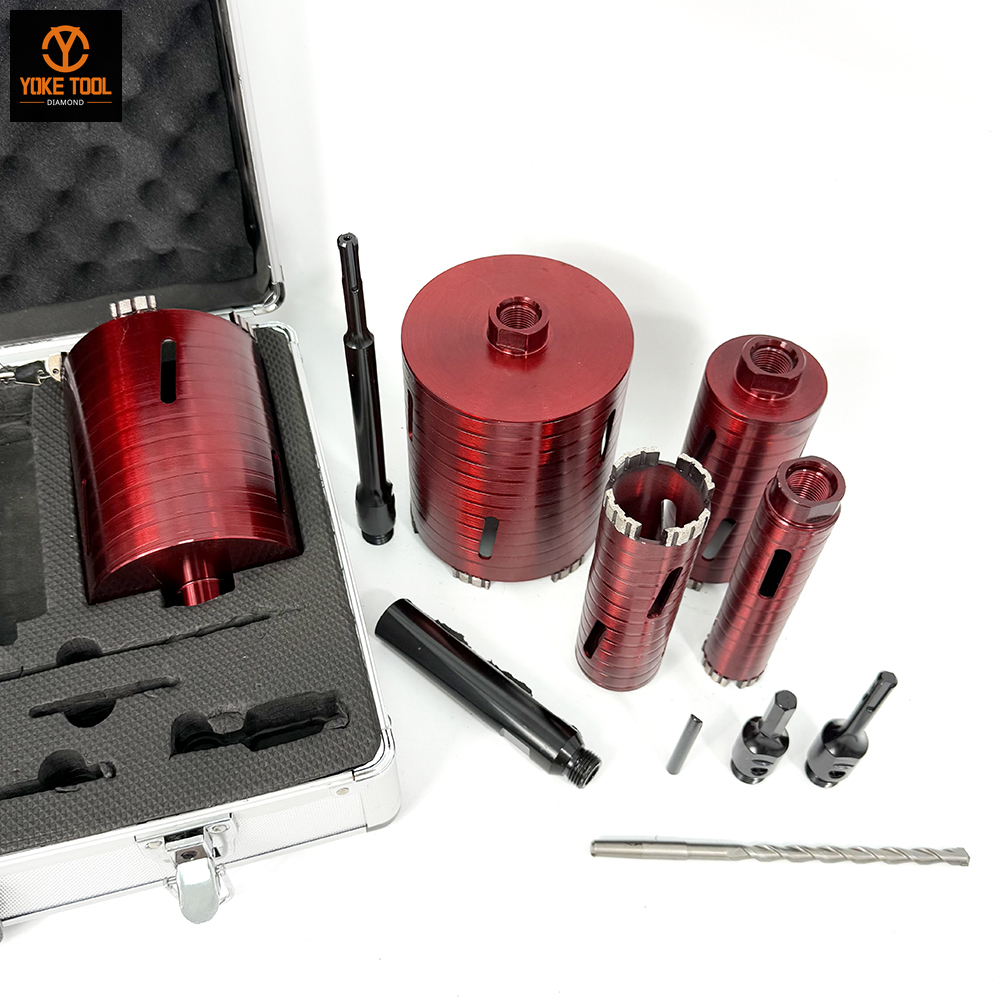 Caixa de transporte portátil Bits de núcleo de diamante seco com sds plus, adaptadores