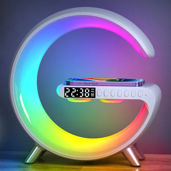 Smart Wireless Charger Desk Lamp with Speaker, Clock, Alarm, and RGB Night Light