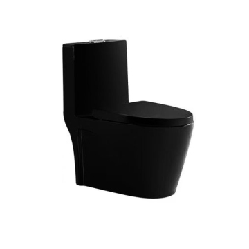 Popular Matt Black One Piece Ceramic Warehouse WC Toilet Seat with Wash Down Flushing