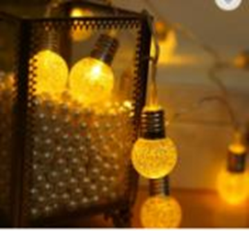Lâmpada de corda à prova d'água recarregável solar - 10 LEDs de luz quente para decoração ao ar livre