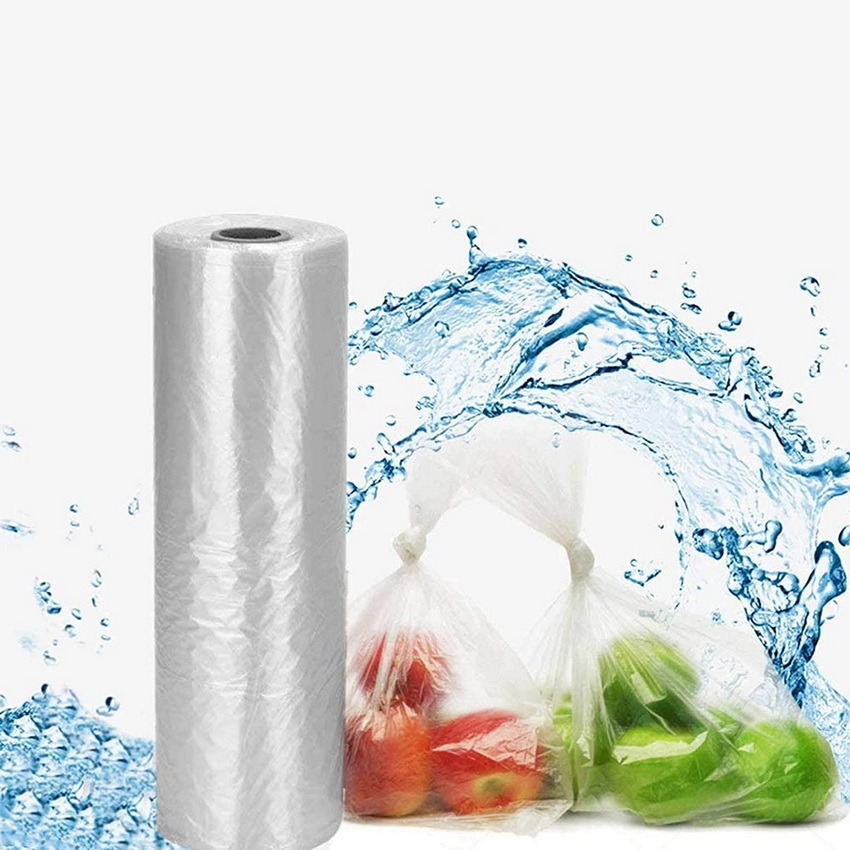 Disposable Clear Supermarket Plastic Rolling Food Flat Packaging Produce Bag