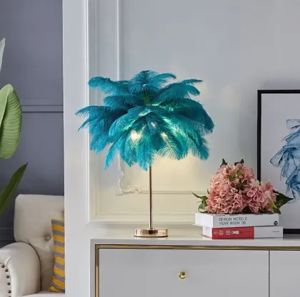 Elegant Ostrich Feather LED Lamp for Modern Bedrooms